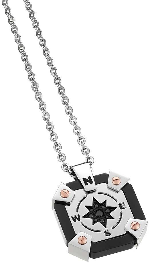 Zancan Stainless Steel Black Spinel Ceramic Necklace