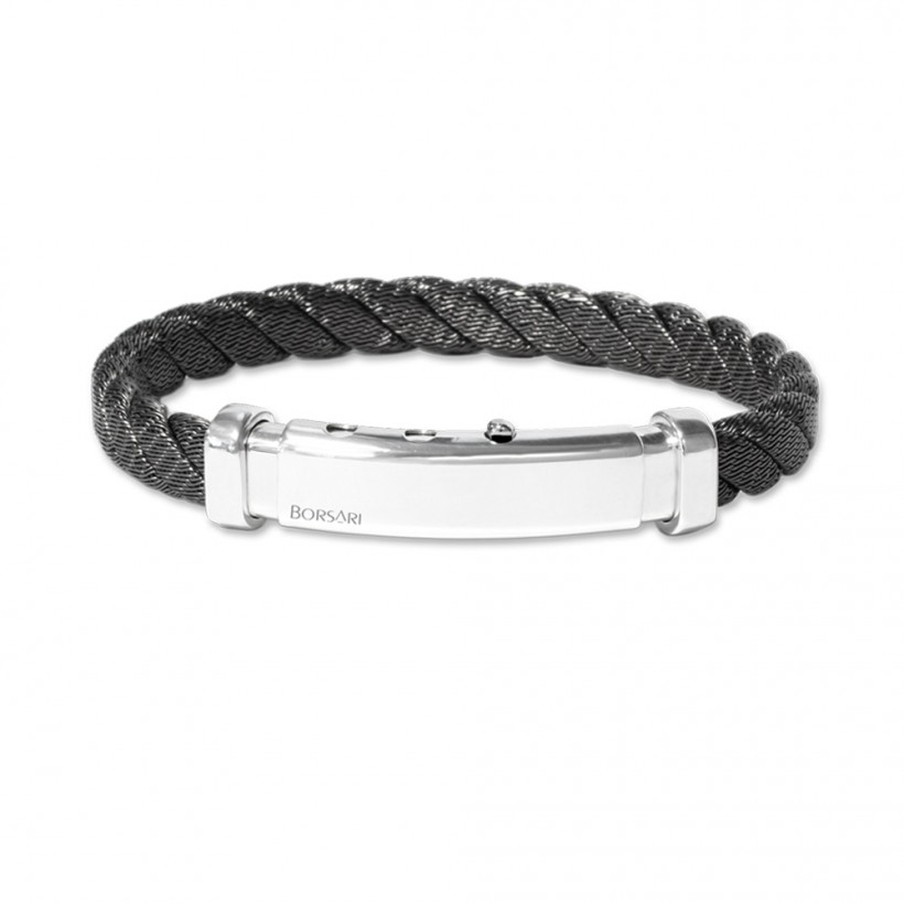Borsari black rhodium 925 silver bracelet, rhodium plated clasp