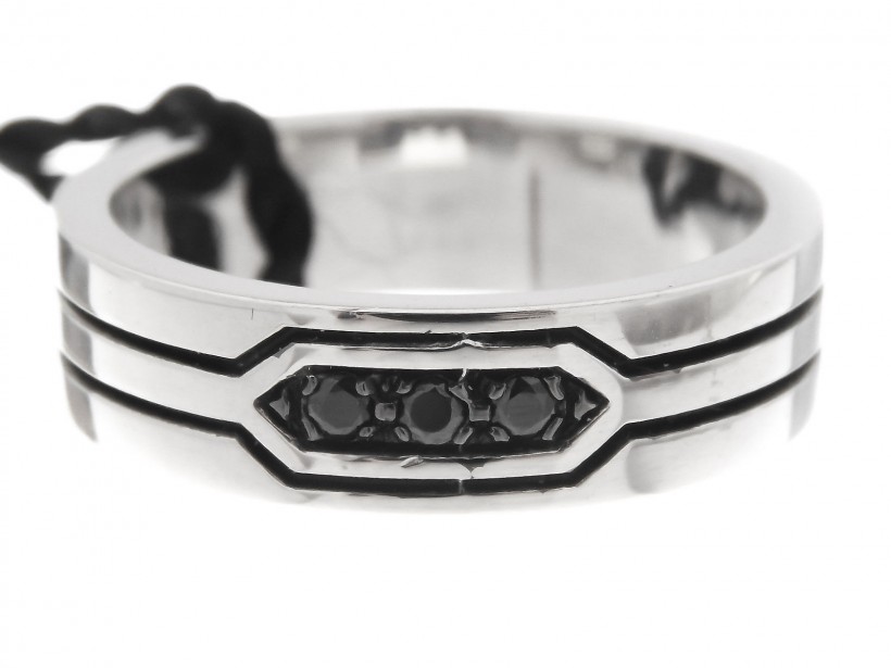 Zancan Sterling Silver Black Spinel Men's Ring
