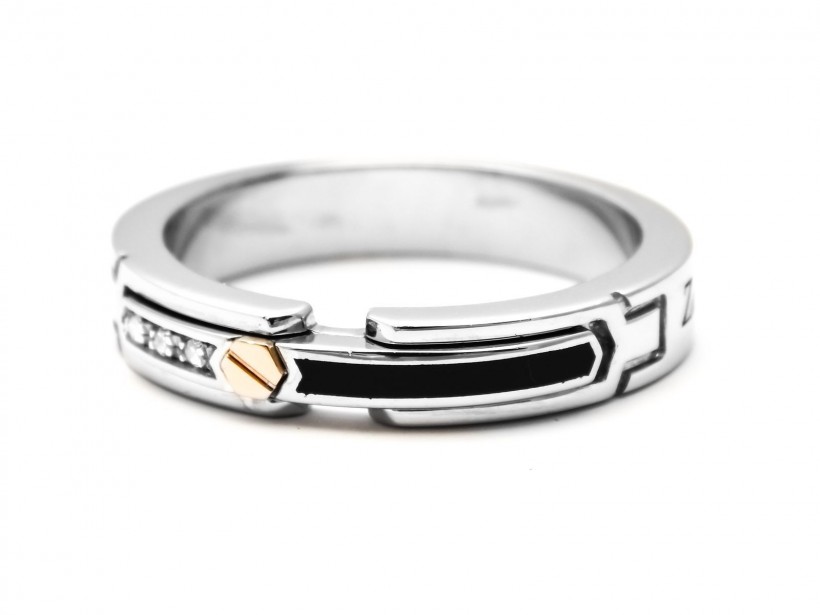 Zancan Sterling Silver And Rose Gold Men’s Ring