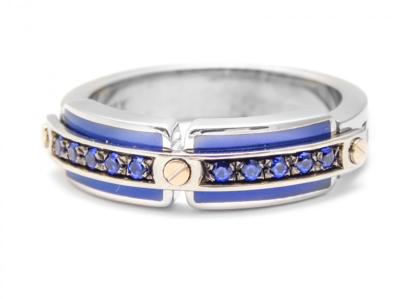 Zancan Sterling Silver And Rose Gold Blue Men’s Ring