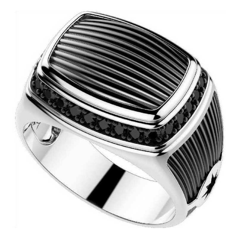 Zancan Silver Ring with Black Spinels EXA088L