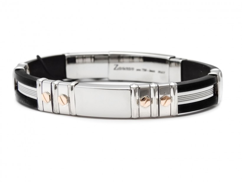 Zancan Rubber Stainless Steel Rose Gold Men's Bracelet