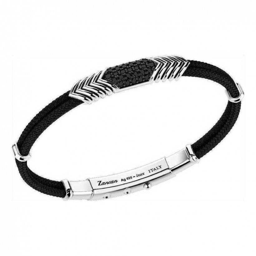 Zancan Silver Bracelet with Black Spinels EXB642L