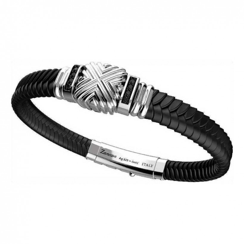 Zancan Silver Bracelet with Black Spinels EXB644S