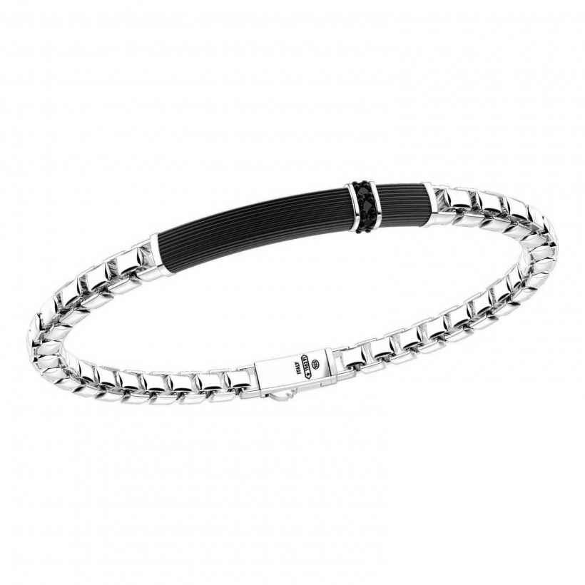 Zancan Silver Bracelet with Black Spinels EXB703-N