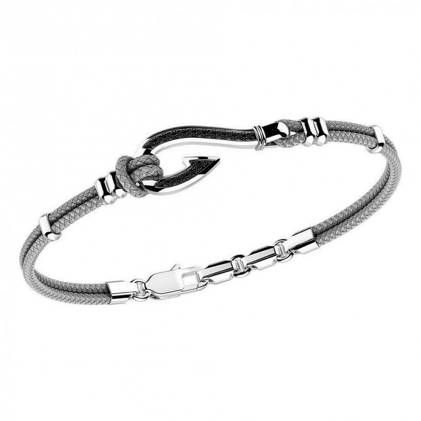 Zancan kevlar bracelet with silver hook and black stones