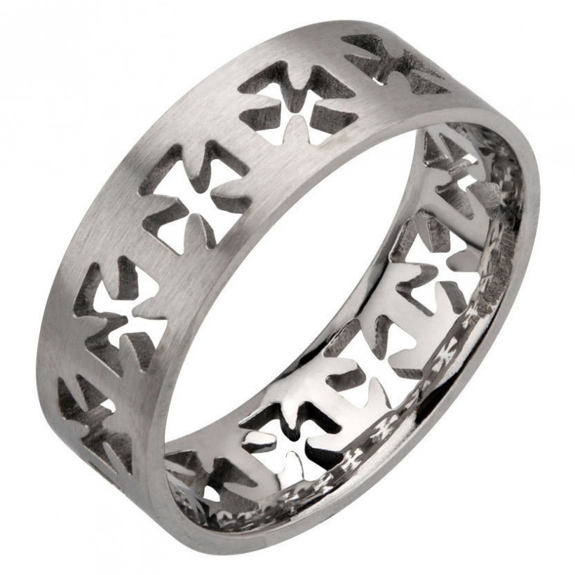 Inox Men's Stainless Steel Crosses Ring