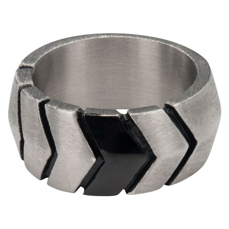 Inox Men's Stainless Steel & IP Black Oxidized Rings