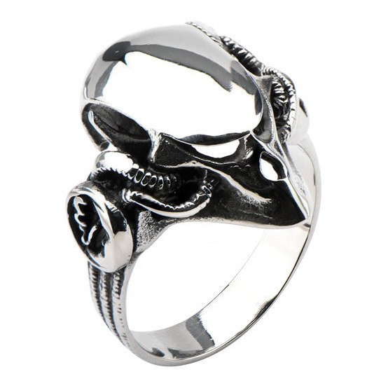 Inox Black Oxidized Alien Mask Ring