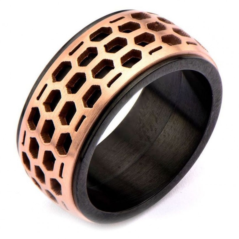 Inox IP Black & IP Rose Gold Car Grille Polished Ring