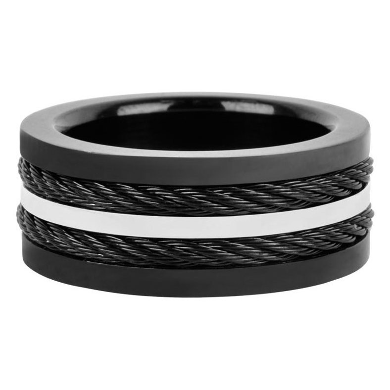 Inox Black PVD Cables Inlayed Ring