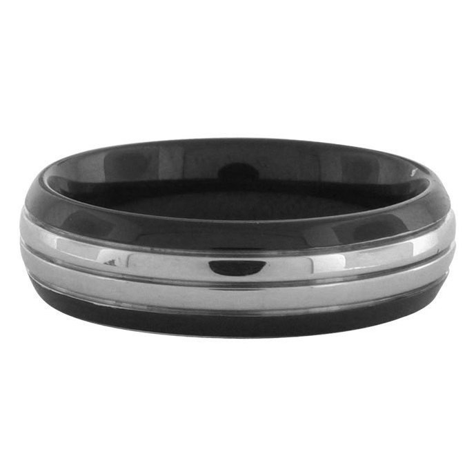 Inox Men's Ring With Smooth Finish In Black PVD