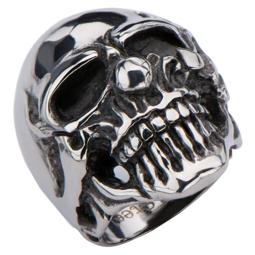 Inox Skull Ring With 13 Inside The Spade