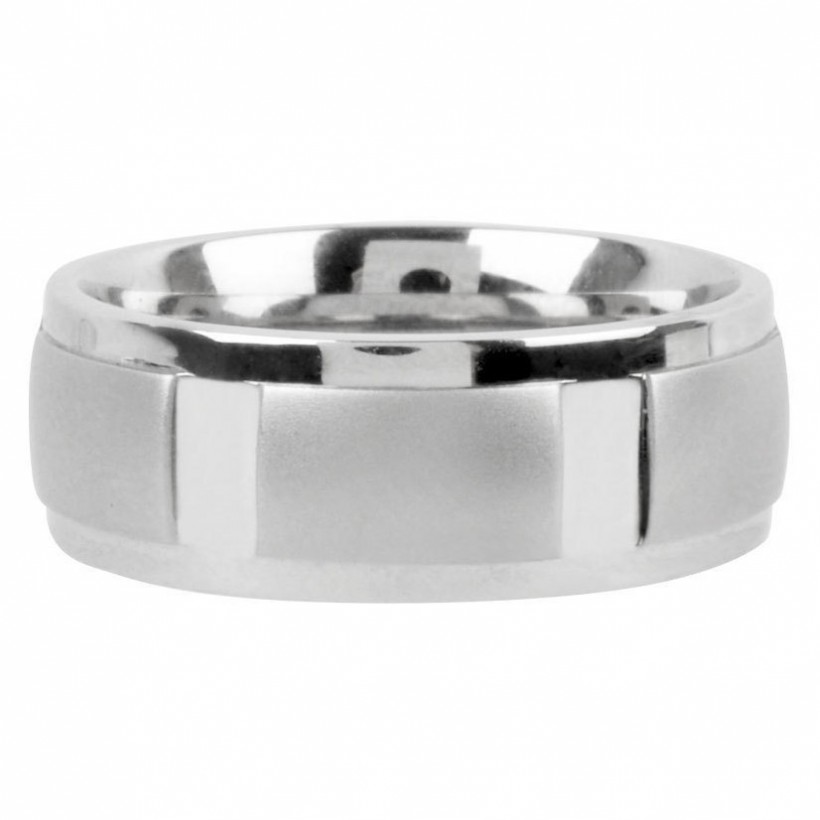 Inox Men's Ring With Raised Contemporary Part