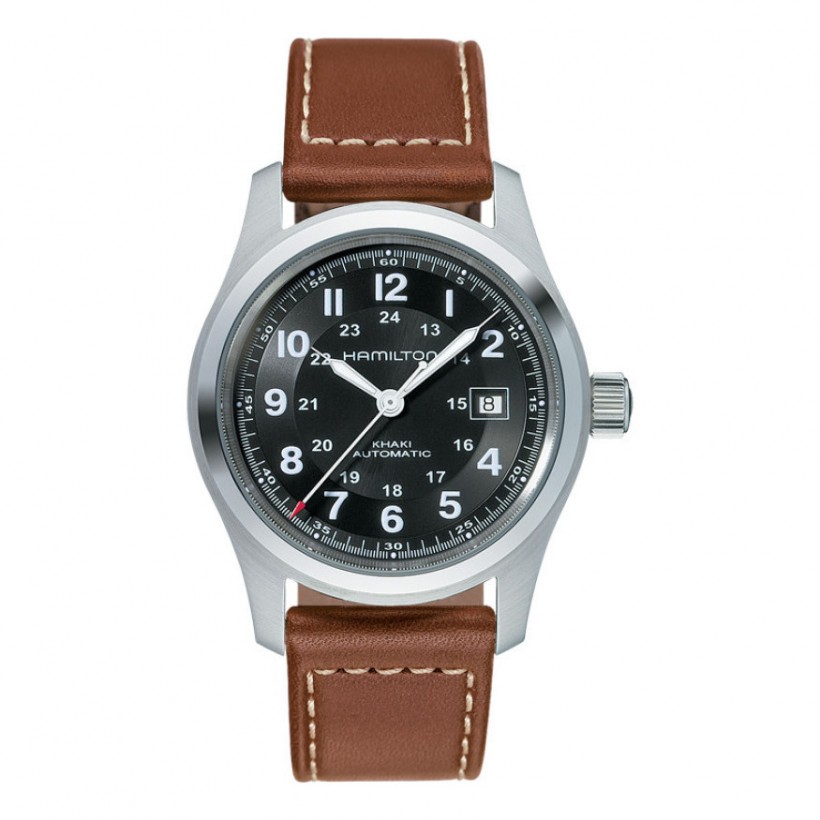 Hamilton Khaki Field Automatic 42mm Blk/Brn Calf Leather Watch
