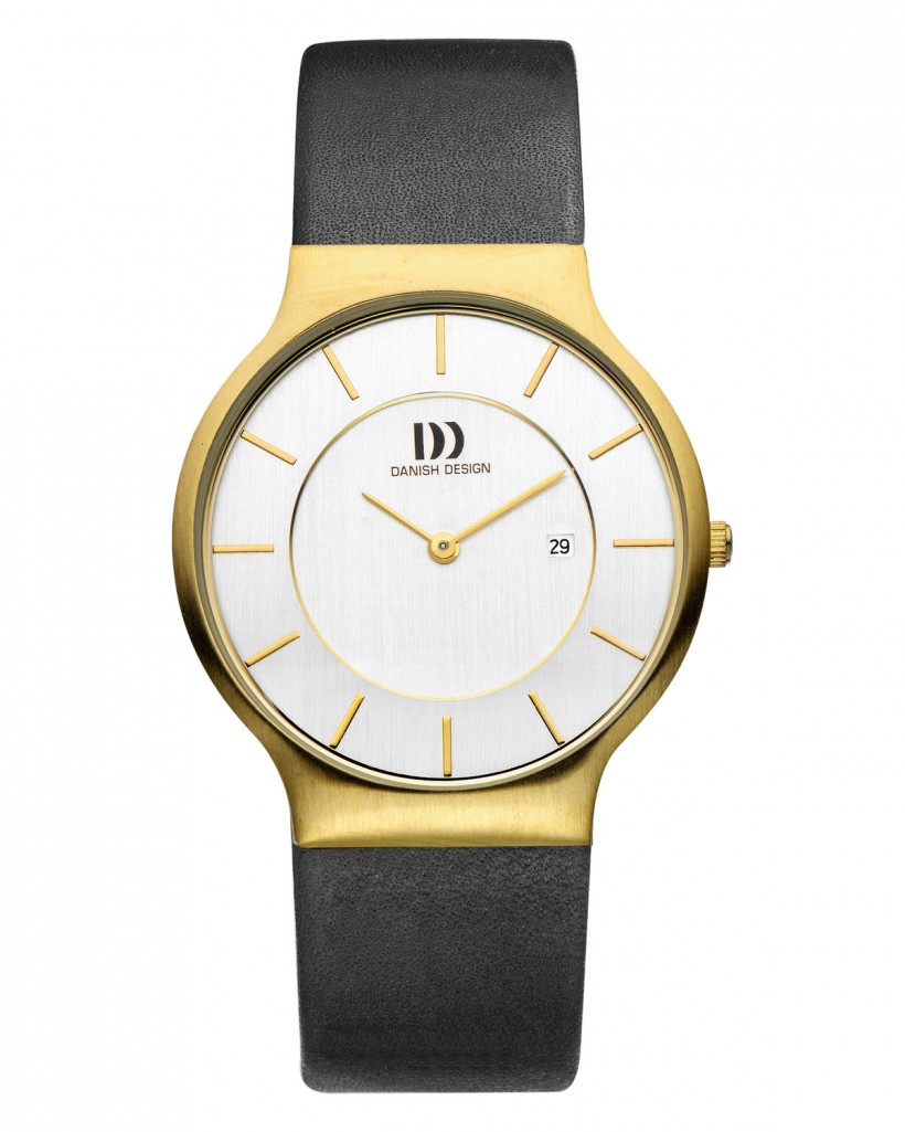 Danish Design Black Leather Band Stainless Steel Men's Watch