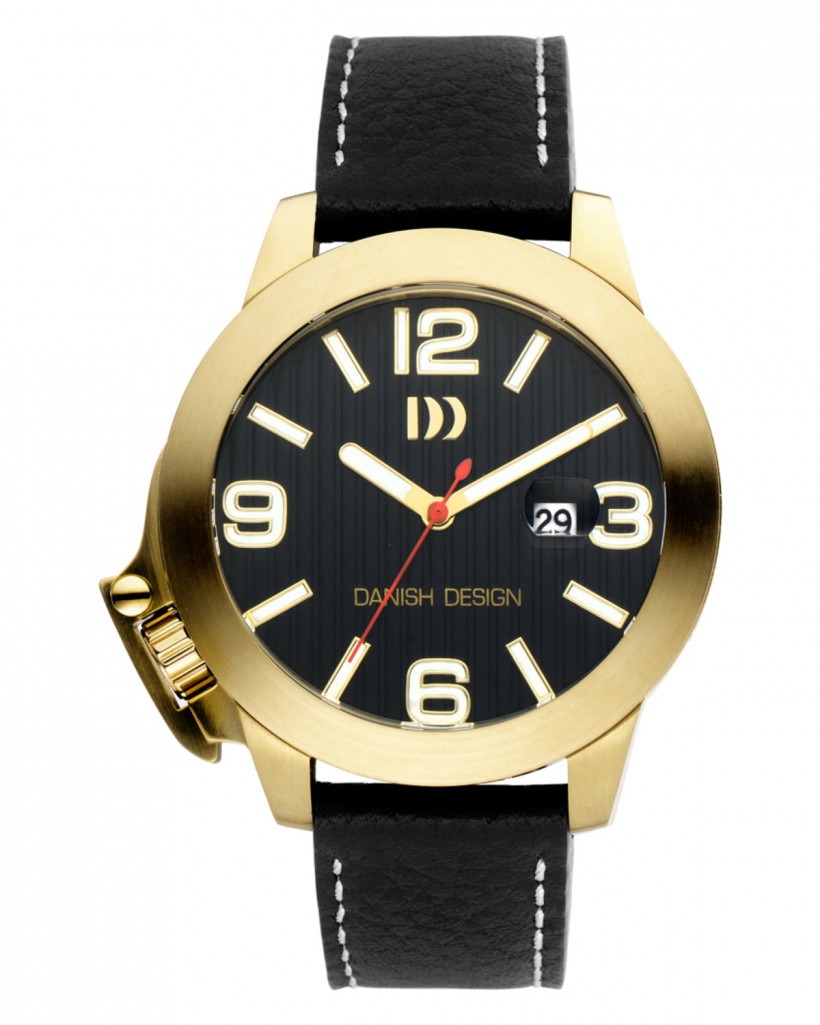 Danish Design Black Leather Band Stainless Steel Men's Watch