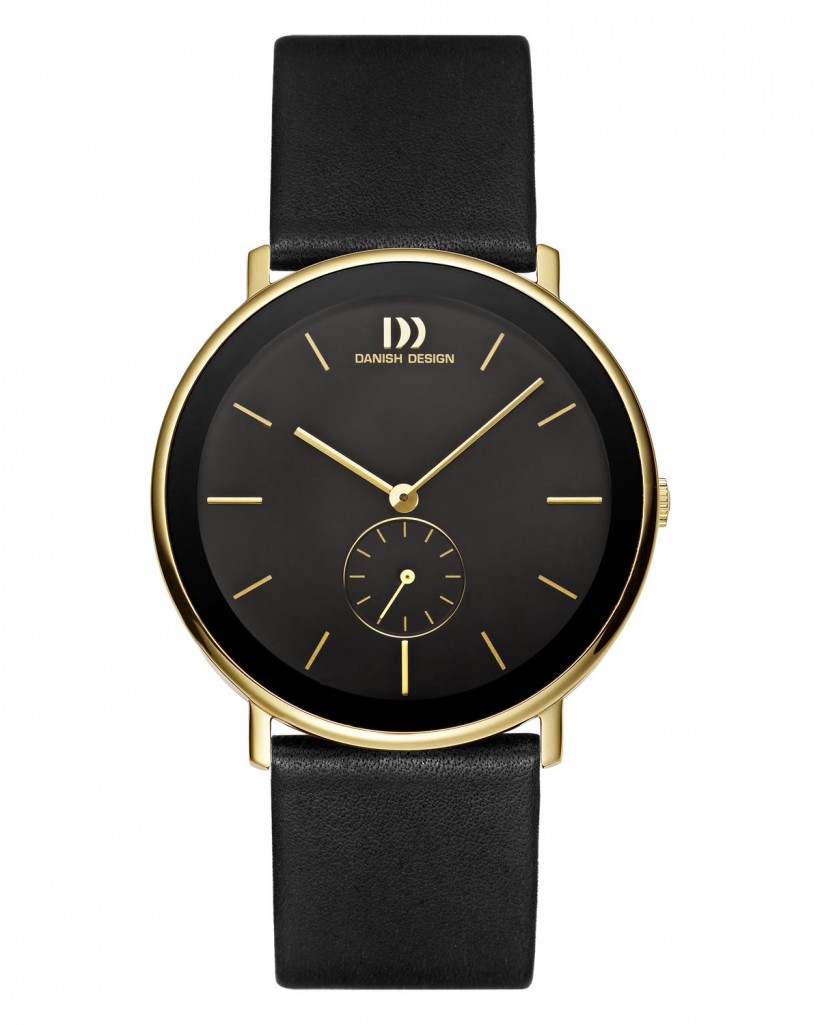 Danish Design Black Leather Band Stainless Steel Men's Watch
