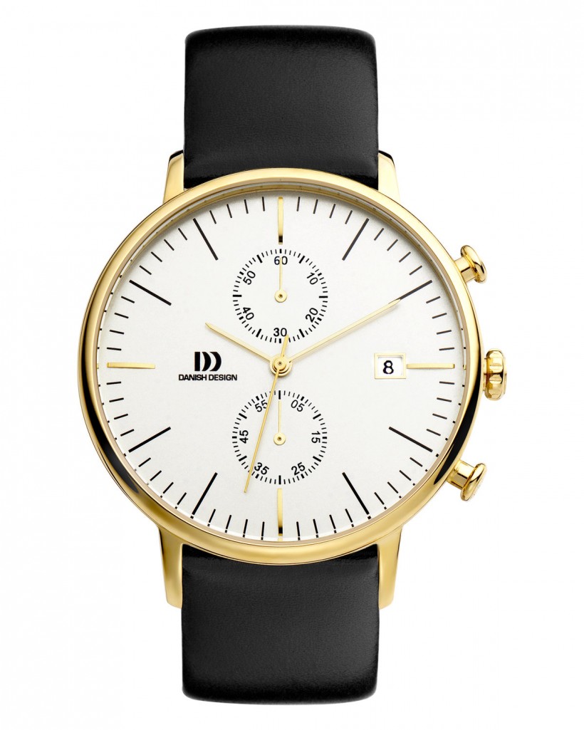 Danish Design Leather Band Stainless Steel Chronograph Men's Watch