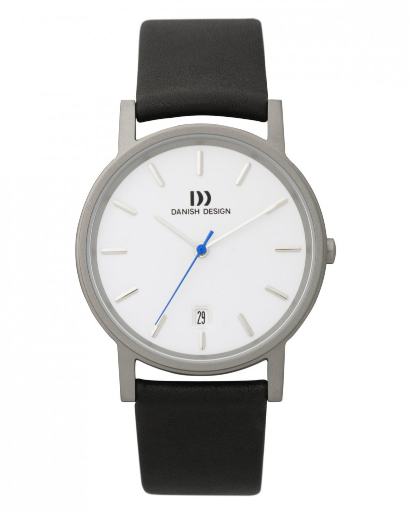Danish Design Black Leather Band Titanium Men's Watch