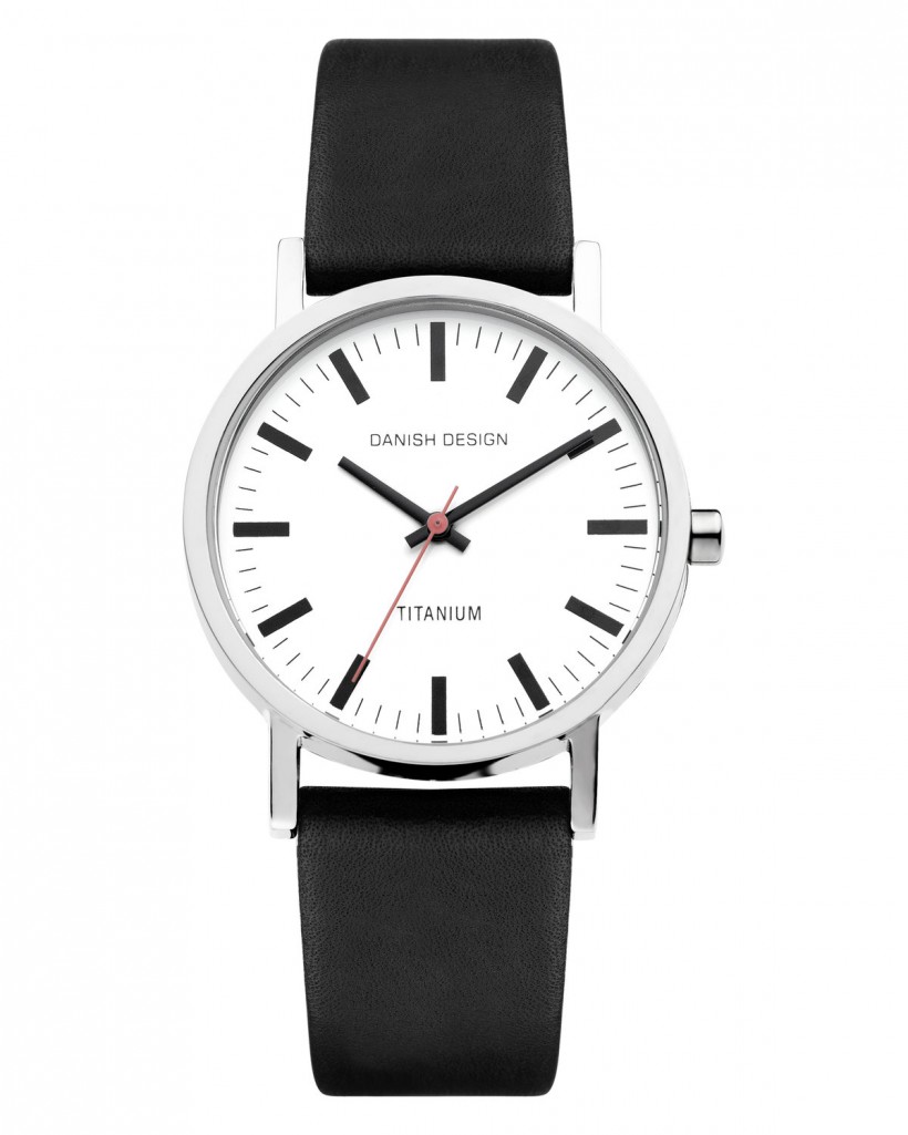Danish Design Black Leather Band Titanium Men's Watch