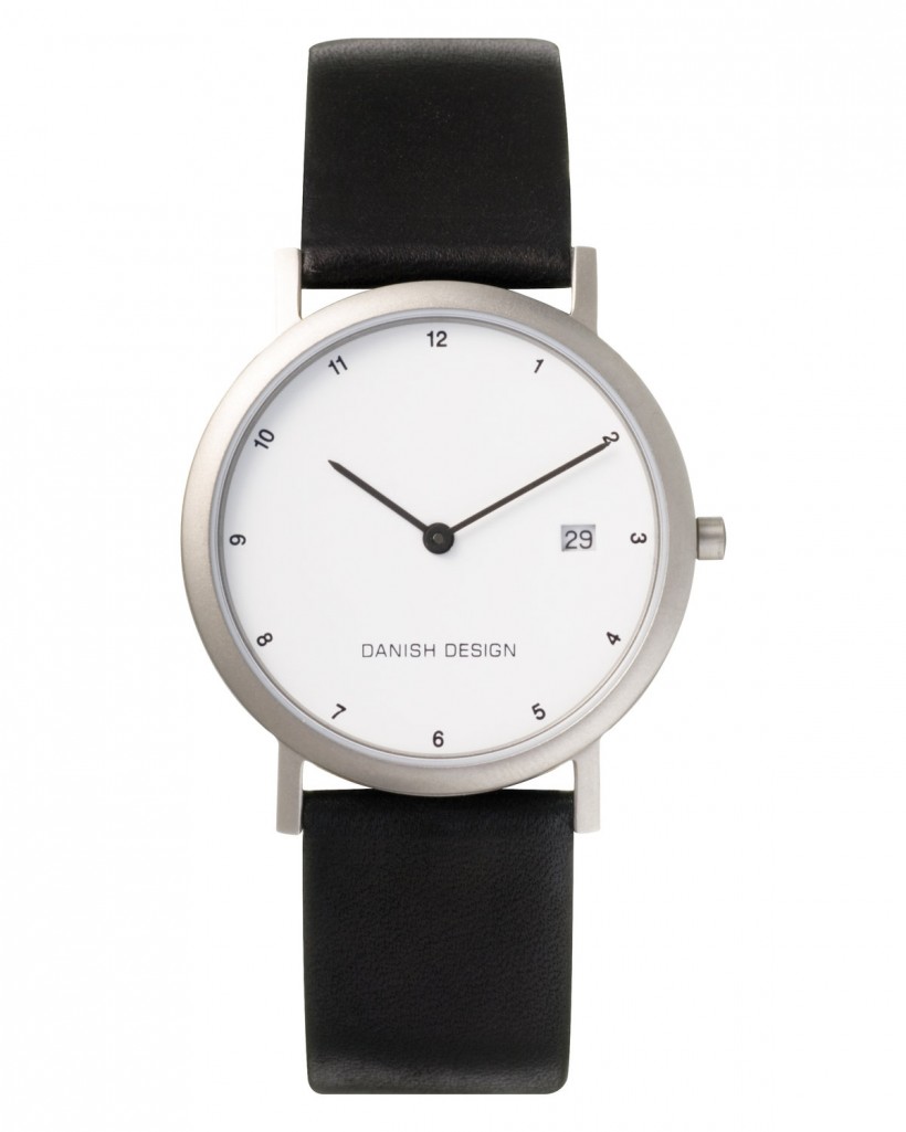 Danish Design Black Leather Band Titanium Men's Watch