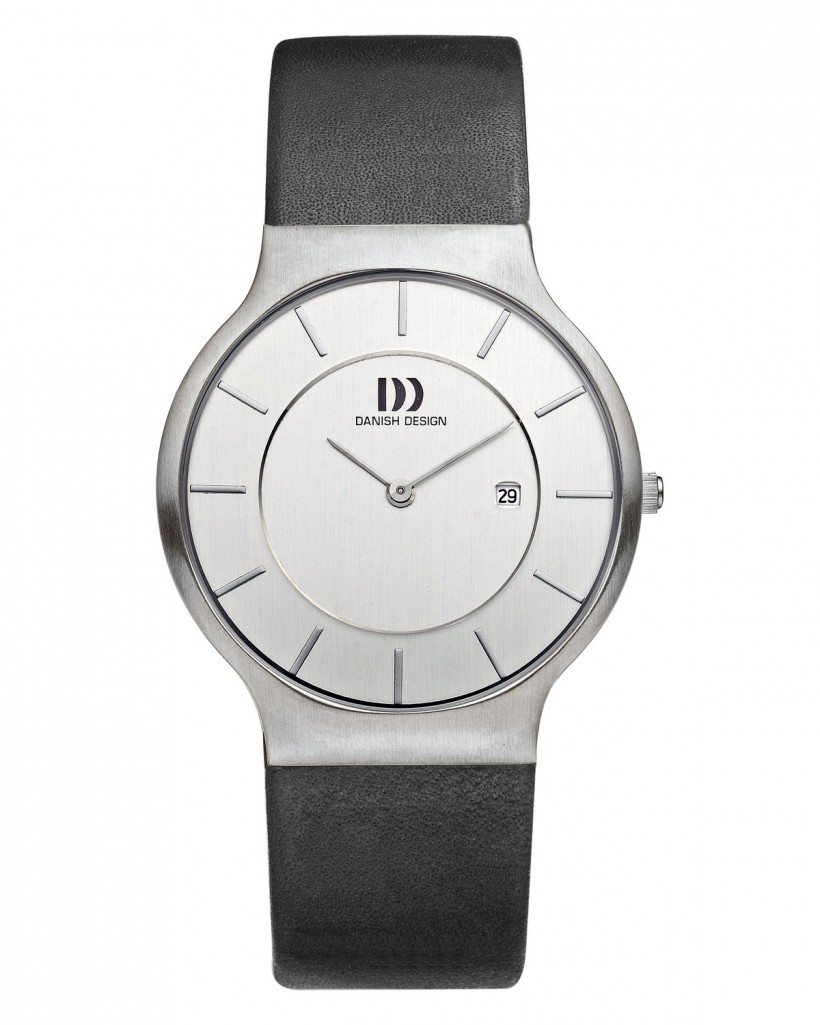 Danish Design Black Leather Band Stainless Steel Men's Watch