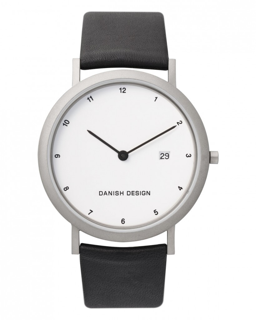 Danish Design Black Leather Band Titanium Men's Watch