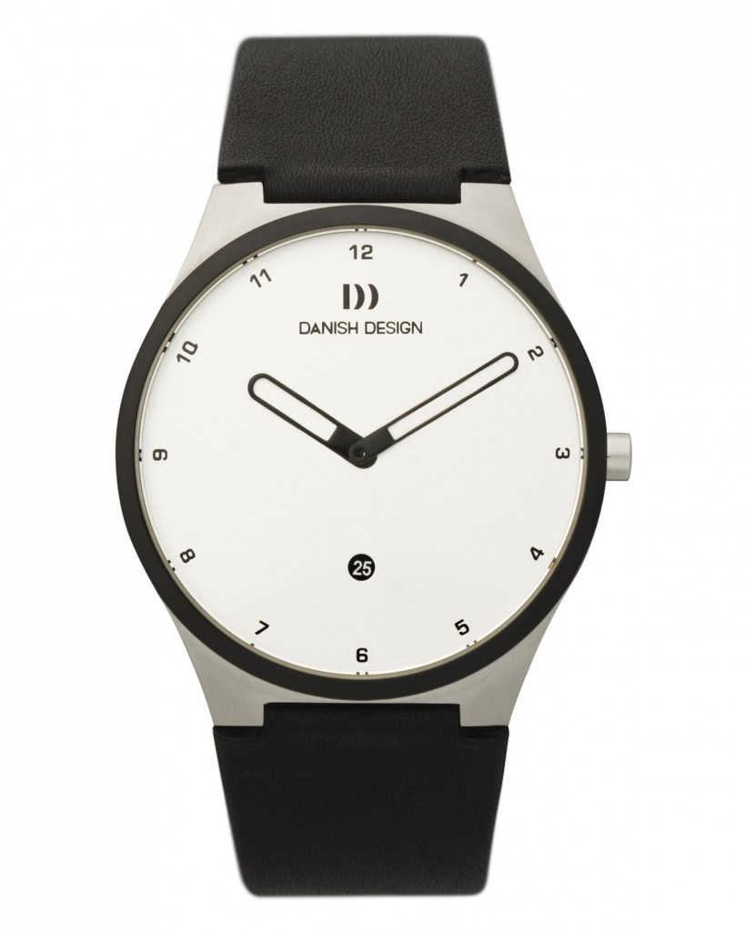 Danish Design Black Leather Band Stainless Steel Men's Watch