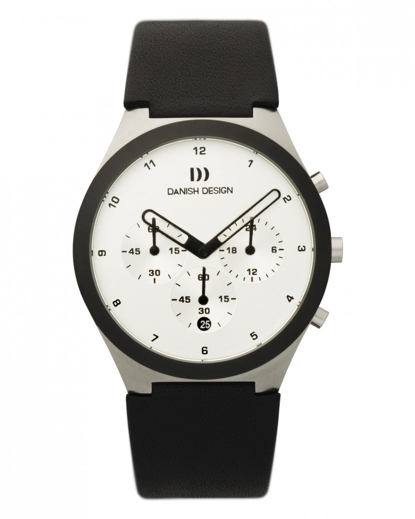 Danish Design Leather Band Stainless Steel Chronograph Men's Watch