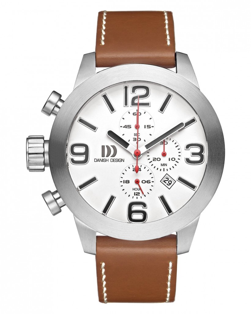 Danish Design Brown Leather Band Steel Chronograph Men's Watch