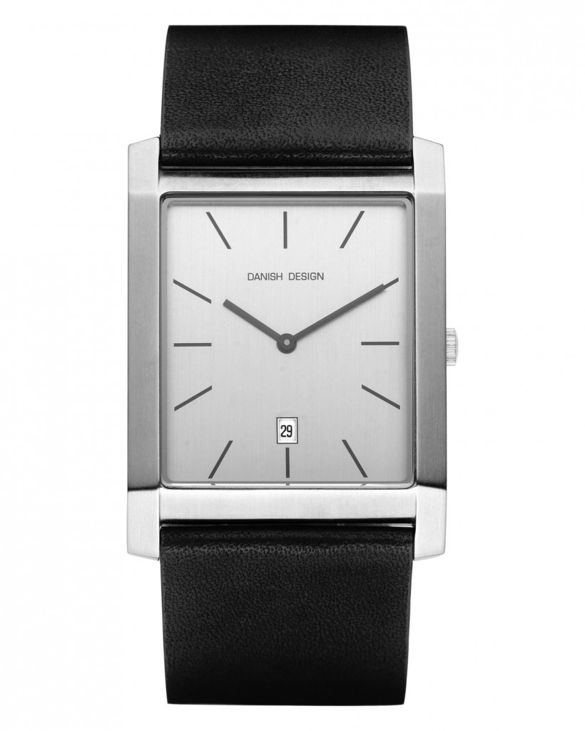 Danish Design Black Leather Band Stainless Steel Men's Watch