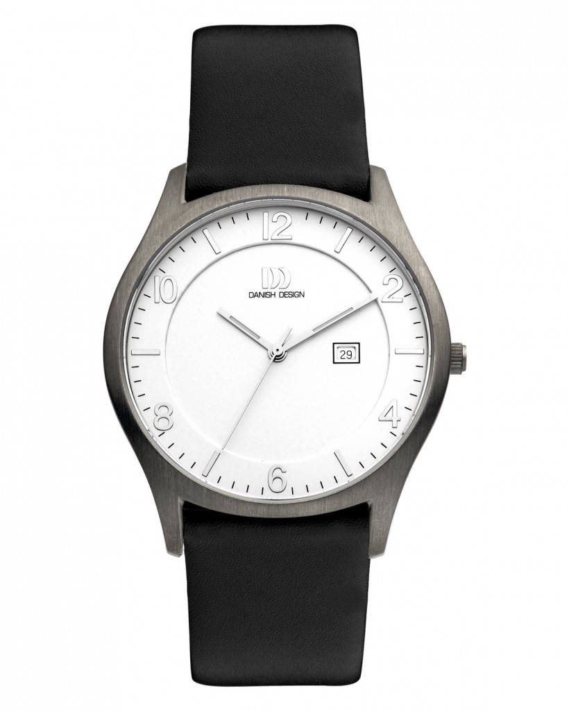 Danish Design Black Leather Band Titanium Men's Watch