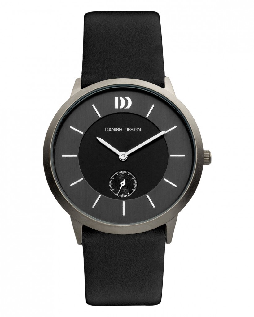 Danish Design Black Leather Band Titanium Men's Watch