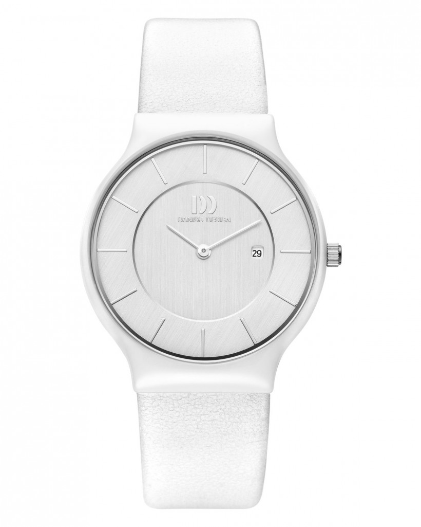 Danish Design White Leather Band Ceramic Men's Watch