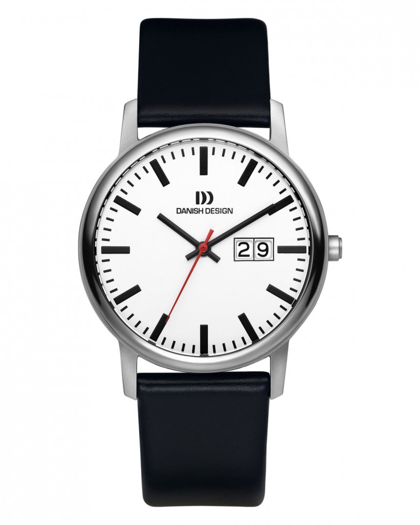 Danish Design Black Leather Band Titanium Men's Watch