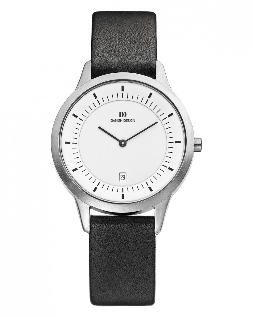 Danish Design Black Leather Band Stainless Steel Men's Watch