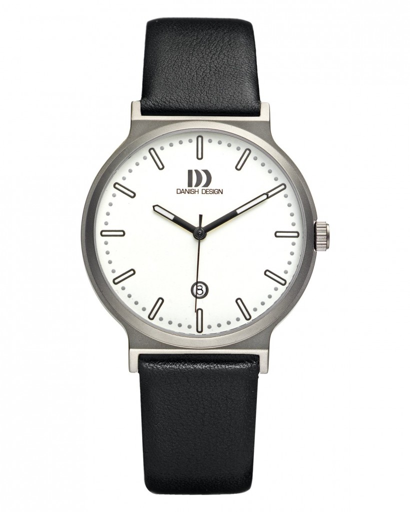 Danish Design Black Leather Band Titanium Men's Watch
