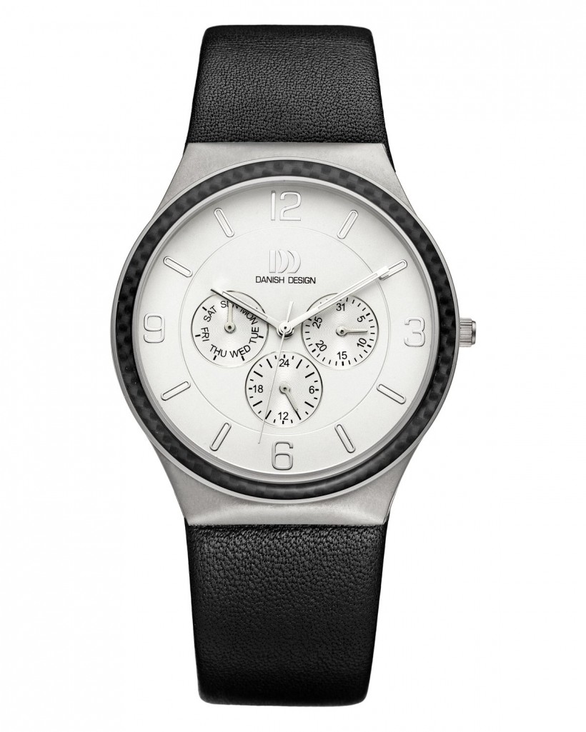 Danish Design Black Leather Band Titanium Men's Watch