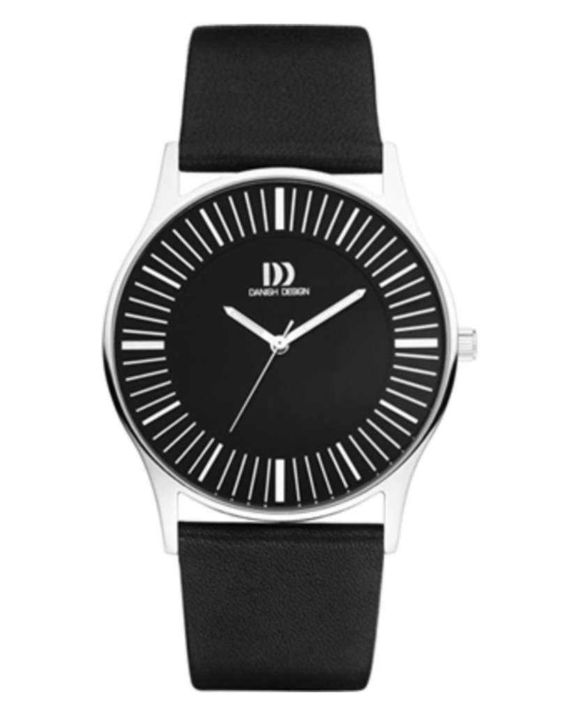 Danish Design Black Leather Band Stainless Steel Men's Watch