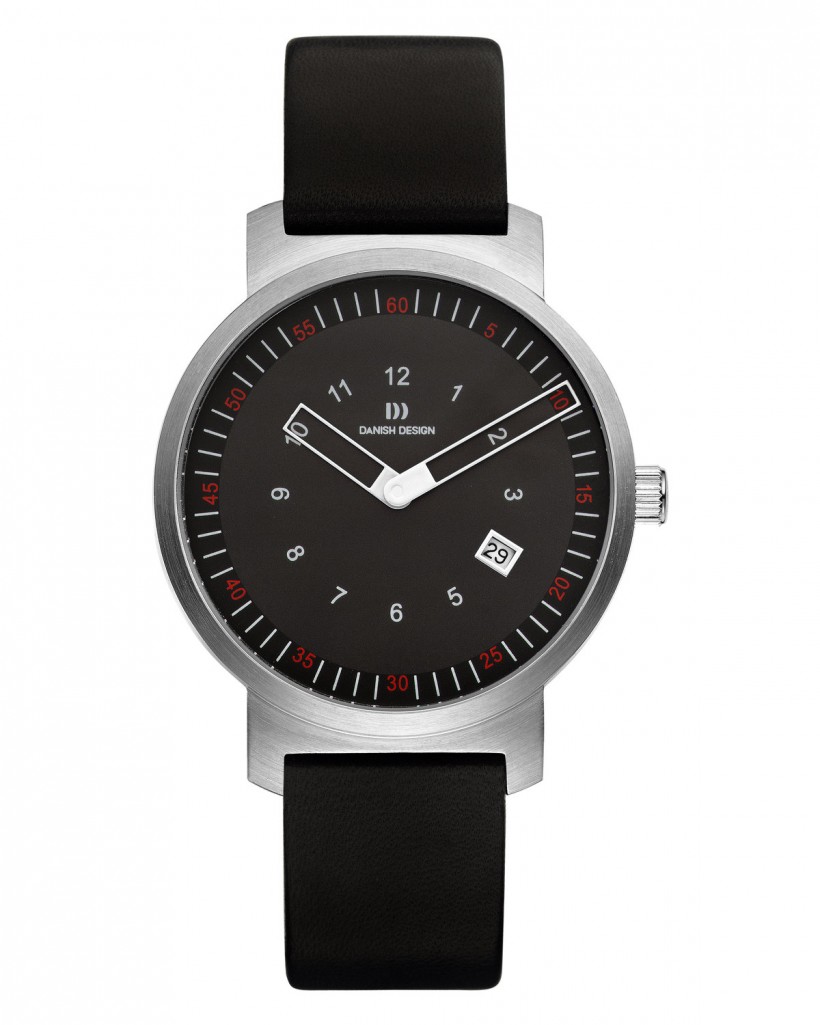 Danish Design Black Leather Band Stainless Steel Men's Watch
