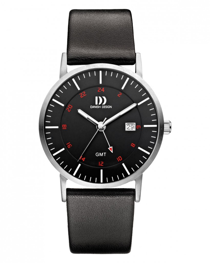 Danish Design Black Leather Band Stainless Steel Men's Watch