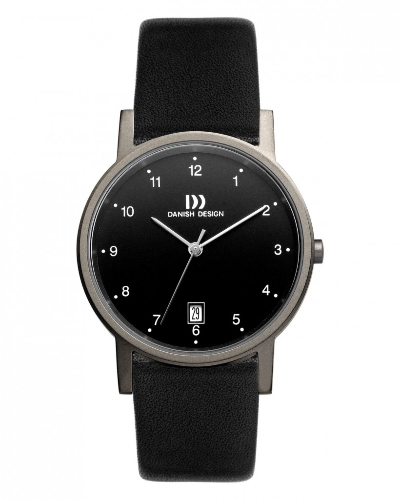 Danish Design Black Leather Band Titanium Men's Watch