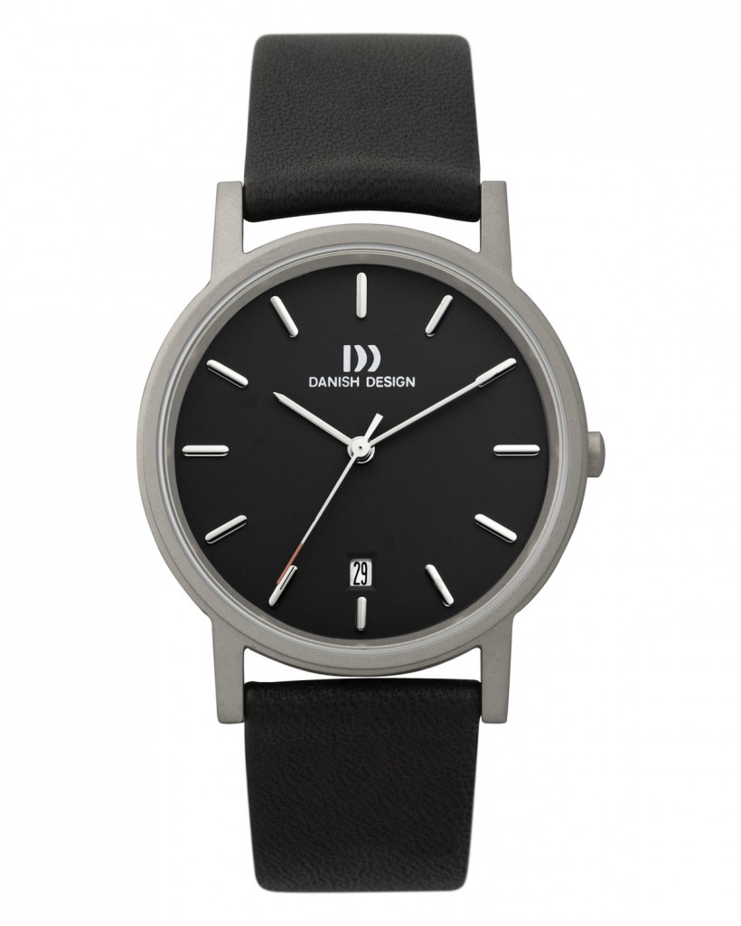 Danish Design Black Leather Band Titanium Men's Watch