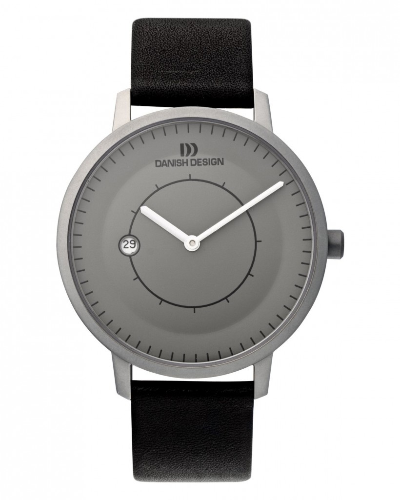 Danish Design Black Leather Band Titanium Men's Watch