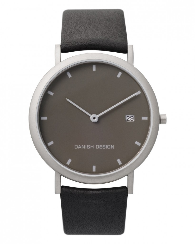 Danish Design Black Leather Band Titanium Men's Watch
