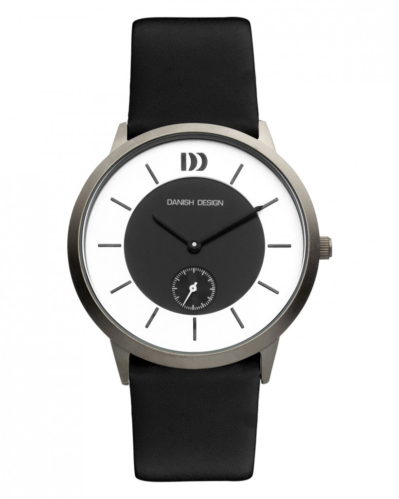 Danish Design Black Leather Band Titanium Men's Watch