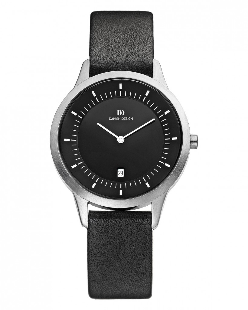 Danish Design Black Leather Band Stainless Steel Men's Watch
