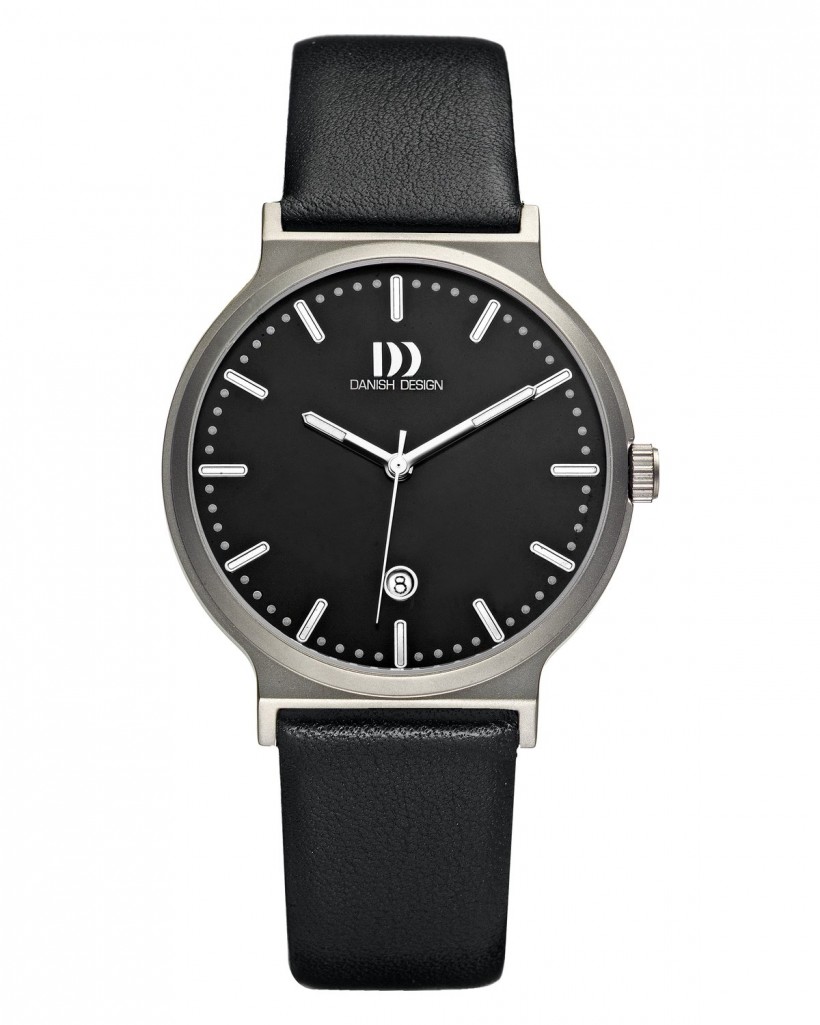 Danish Design Black Leather Band Titanium Men's Watch